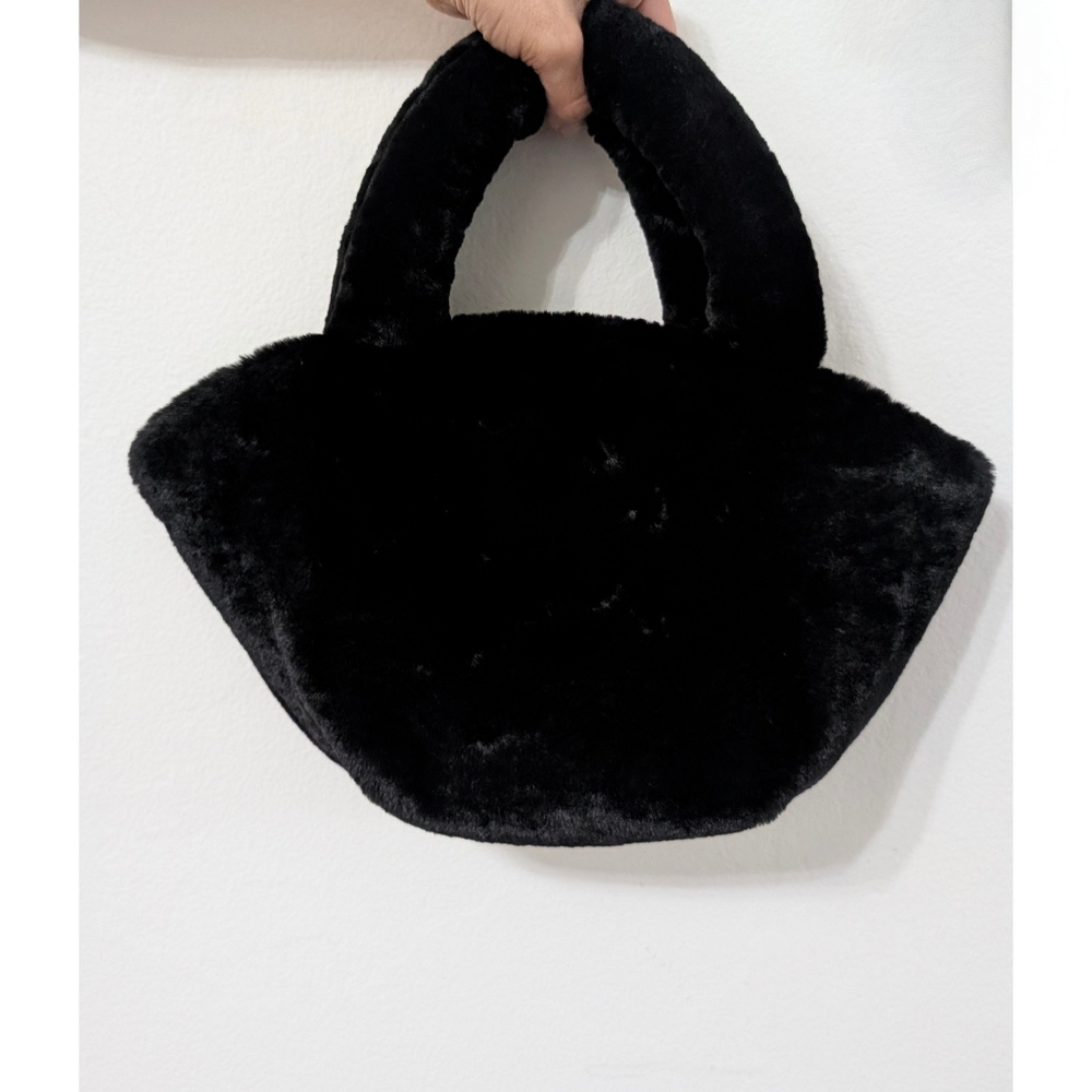 ZARA Black Faux Fur Textured Mini Handbag